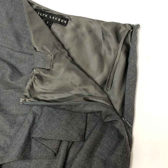 Ralph Lauren Black Label Gray Cashmere Wool Draped Skirt 2 Lined A-Line Ruffle - Picture 9 of 15